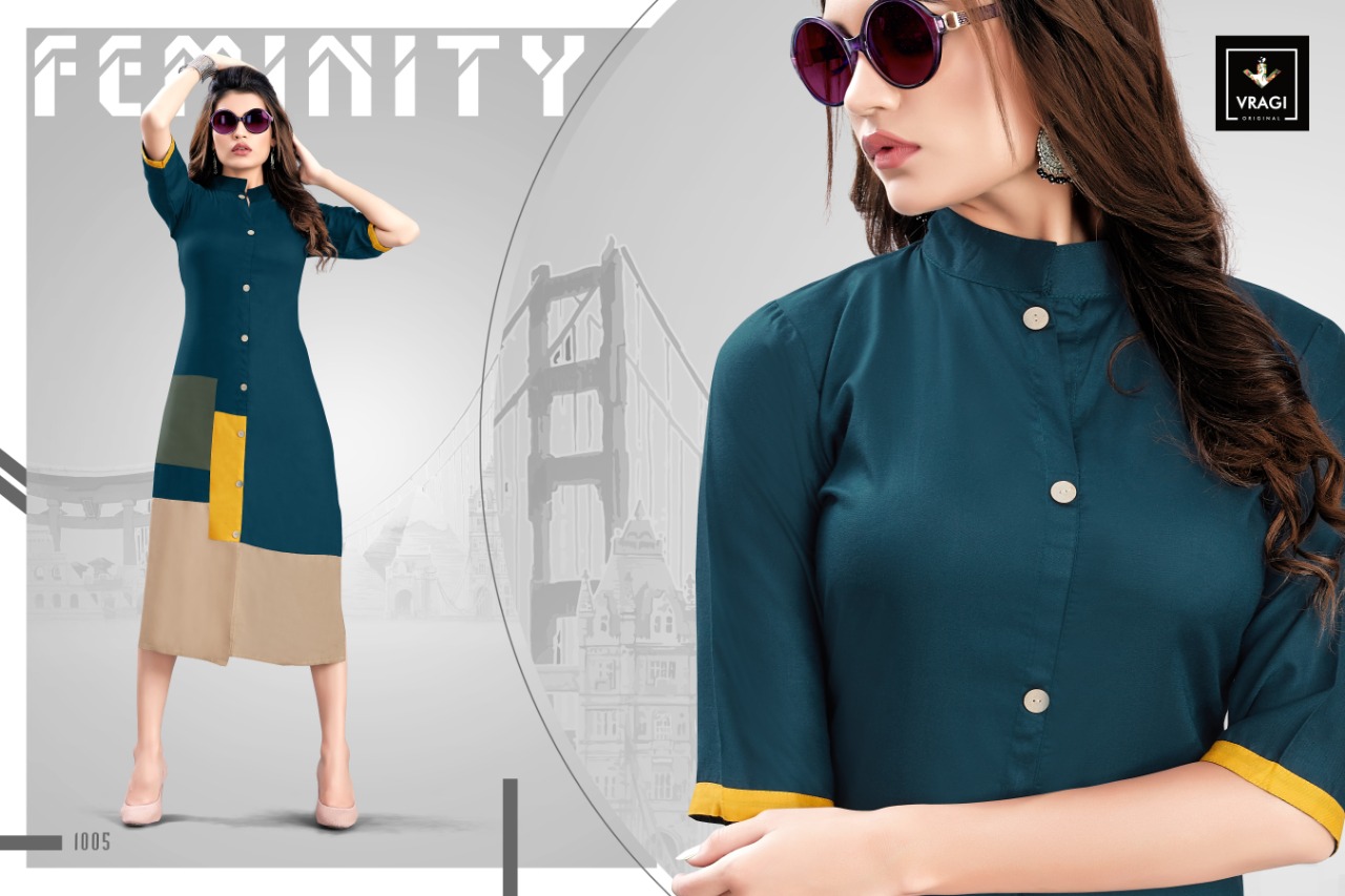 Glamorize By Vragi 1001 To 1008 Series Beautiful Colorful Stylish Fancy Casual Wear & Ethnic Wear & Ready To Wear Heavy Rayon Printed Kurtis At Wholesale Price