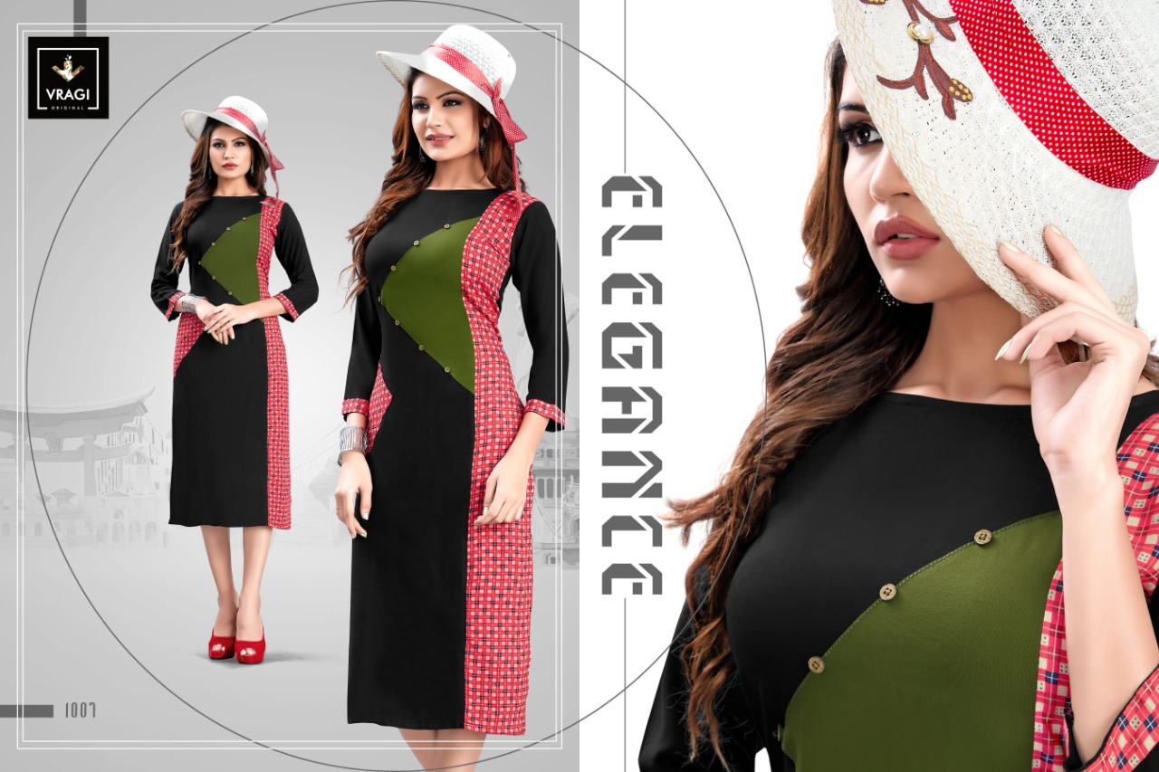 Glamorize By Vragi 1001 To 1008 Series Beautiful Colorful Stylish Fancy Casual Wear & Ethnic Wear & Ready To Wear Heavy Rayon Printed Kurtis At Wholesale Price