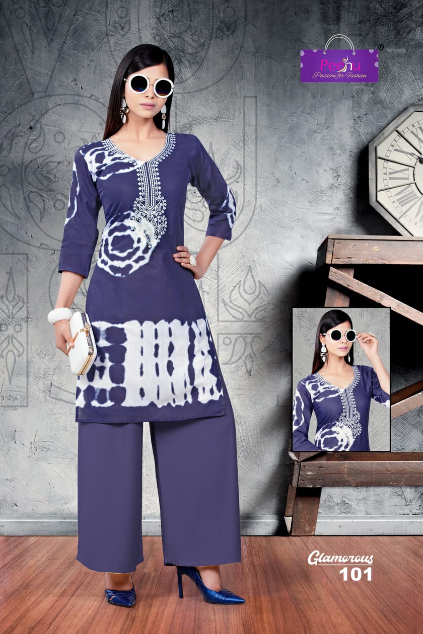 Glamoruos By Peehu 101 To 108 Series Stylish Fancy Beautiful Colorful Casual Wear & Ethnic Wear Cotton Printed Kurtis At Wholesale Price