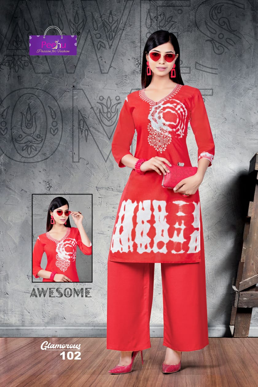 Glamoruos By Peehu 101 To 108 Series Stylish Fancy Beautiful Colorful Casual Wear & Ethnic Wear Cotton Printed Kurtis At Wholesale Price