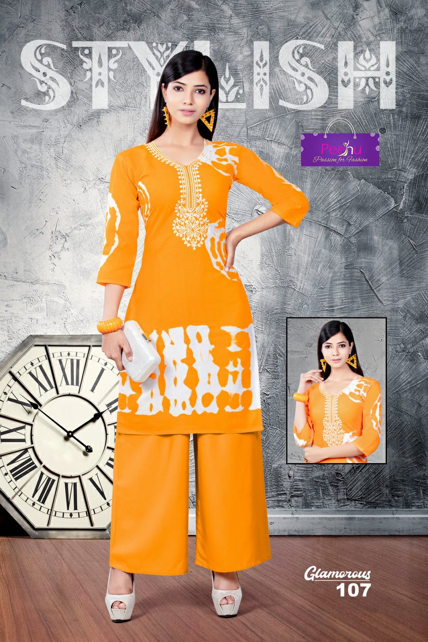 Glamoruos By Peehu 101 To 108 Series Stylish Fancy Beautiful Colorful Casual Wear & Ethnic Wear Cotton Printed Kurtis At Wholesale Price