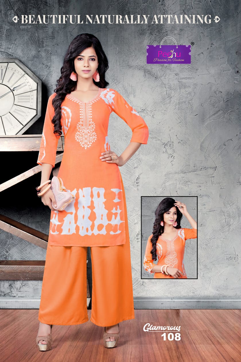 Glamoruos By Peehu 101 To 108 Series Stylish Fancy Beautiful Colorful Casual Wear & Ethnic Wear Cotton Printed Kurtis At Wholesale Price
