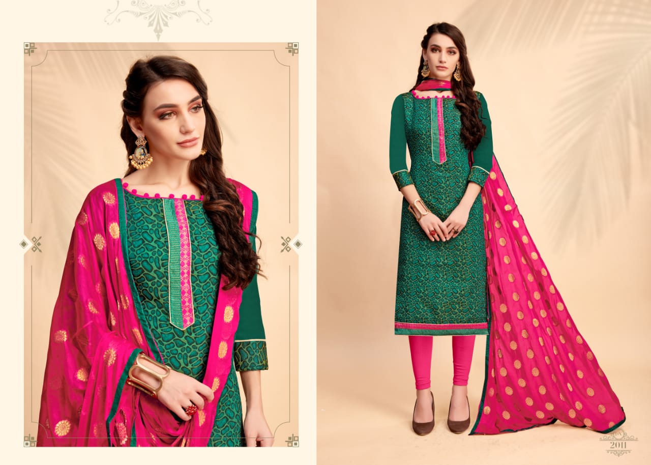 Glamour Vol-2 By Smf 2001 To 2012 Series Beautiful Suits Colorful Stylish Fancy Party Wear & Ethnic Wear Cotton Jacquard Dresses At Wholesale Price