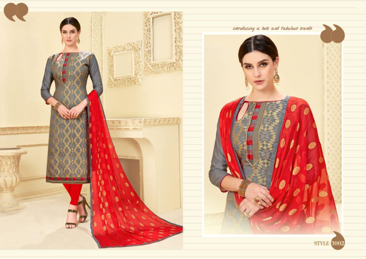 Glamour Vol-3 By Shri Mahavir Fashion 3001 To 3012 Series Beautiful Collection Suits Stylish Fancy Colorful Casual Wear & Ethnic Wear Fancy Jacquard Dresses At Wholesale Price