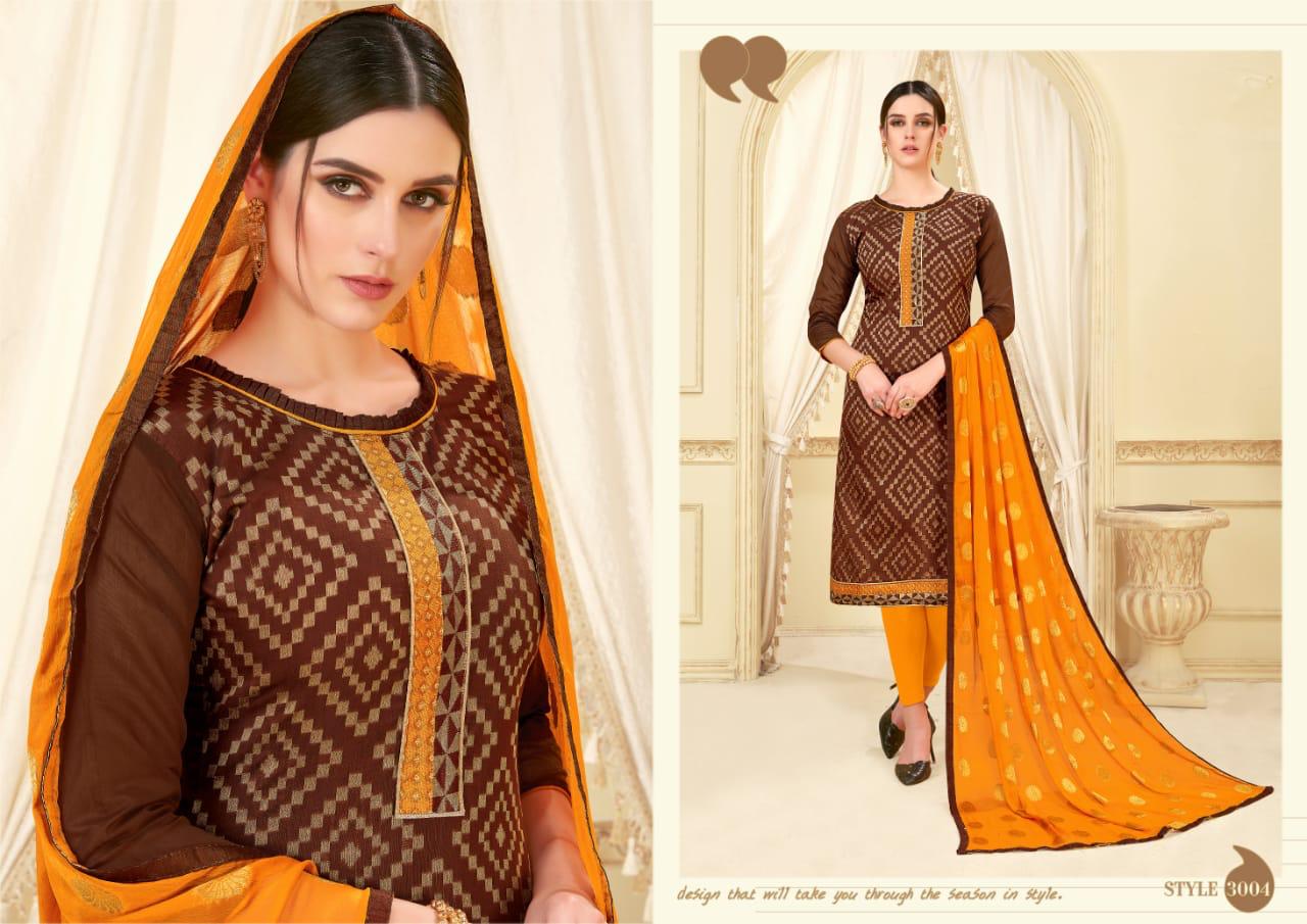Glamour Vol-3 By Shri Mahavir Fashion 3001 To 3012 Series Beautiful Collection Suits Stylish Fancy Colorful Casual Wear & Ethnic Wear Fancy Jacquard Dresses At Wholesale Price