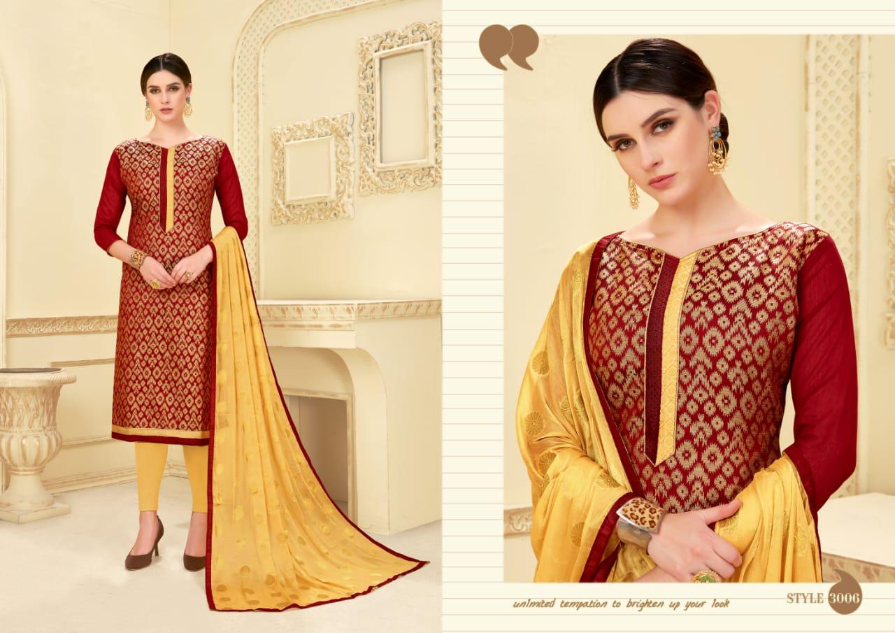 Glamour Vol-3 By Shri Mahavir Fashion 3001 To 3012 Series Beautiful Collection Suits Stylish Fancy Colorful Casual Wear & Ethnic Wear Fancy Jacquard Dresses At Wholesale Price