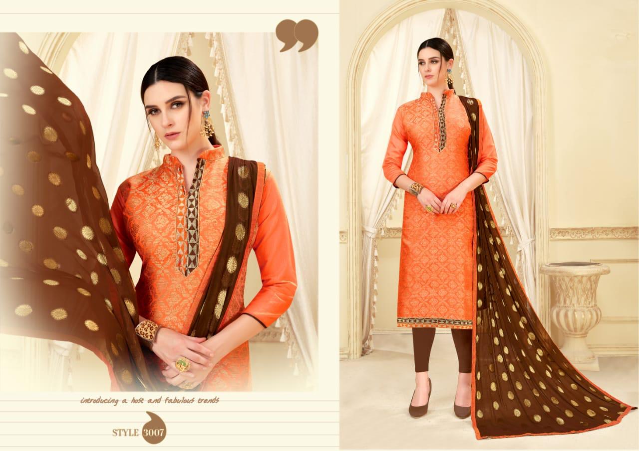 Glamour Vol-3 By Shri Mahavir Fashion 3001 To 3012 Series Beautiful Collection Suits Stylish Fancy Colorful Casual Wear & Ethnic Wear Fancy Jacquard Dresses At Wholesale Price