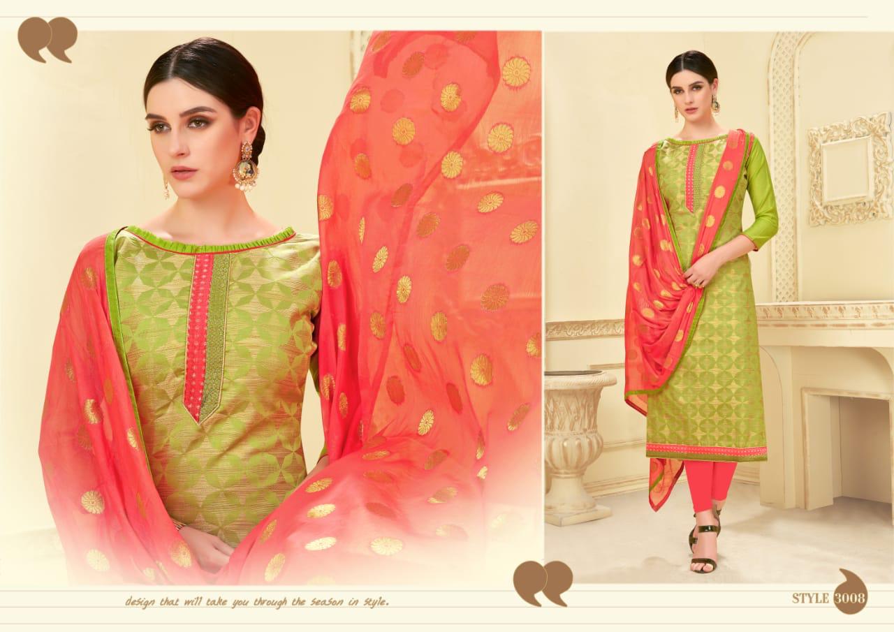 Glamour Vol-3 By Shri Mahavir Fashion 3001 To 3012 Series Beautiful Collection Suits Stylish Fancy Colorful Casual Wear & Ethnic Wear Fancy Jacquard Dresses At Wholesale Price