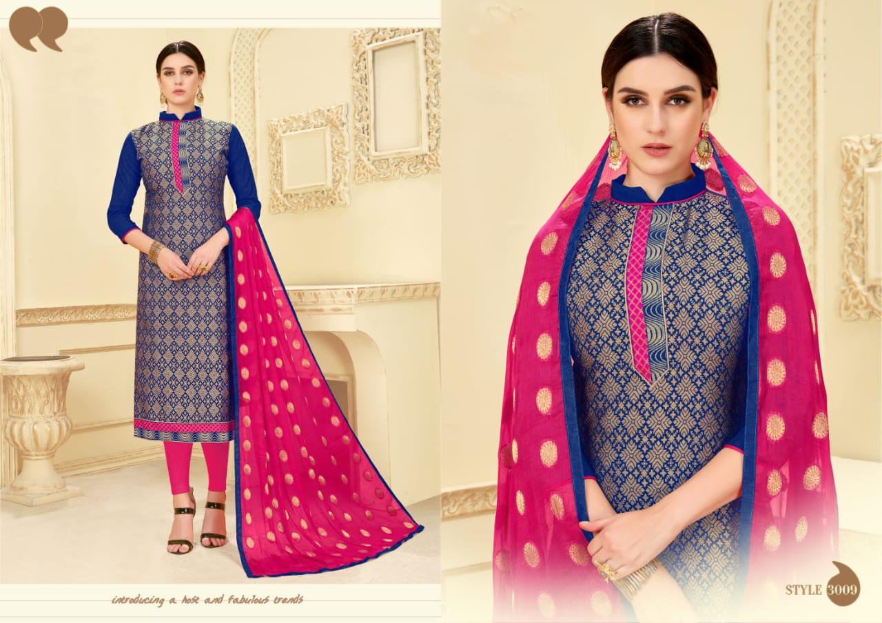 Glamour Vol-3 By Shri Mahavir Fashion 3001 To 3012 Series Beautiful Collection Suits Stylish Fancy Colorful Casual Wear & Ethnic Wear Fancy Jacquard Dresses At Wholesale Price