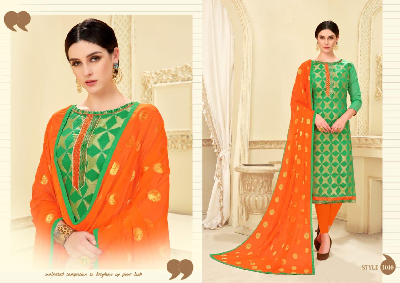Glamour Vol-3 By Shri Mahavir Fashion 3001 To 3012 Series Beautiful Collection Suits Stylish Fancy Colorful Casual Wear & Ethnic Wear Fancy Jacquard Dresses At Wholesale Price