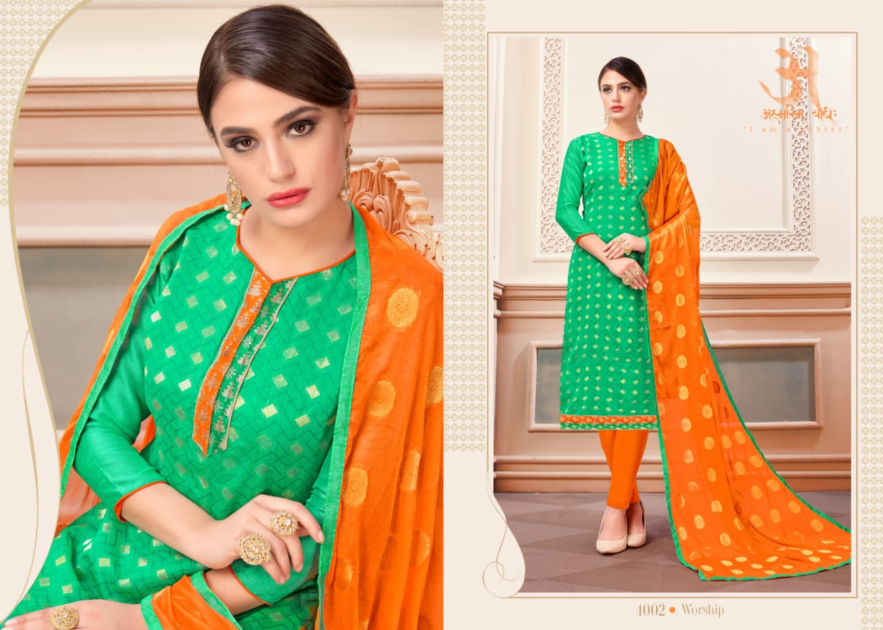 Glamour Vol-4 By Smf 4001 To 4012 Series Beautiful Suits Colorful Stylish Fancy Party Wear & Ethnic Wear Fancy Jacquard Silk Dresses At Wholesale Price