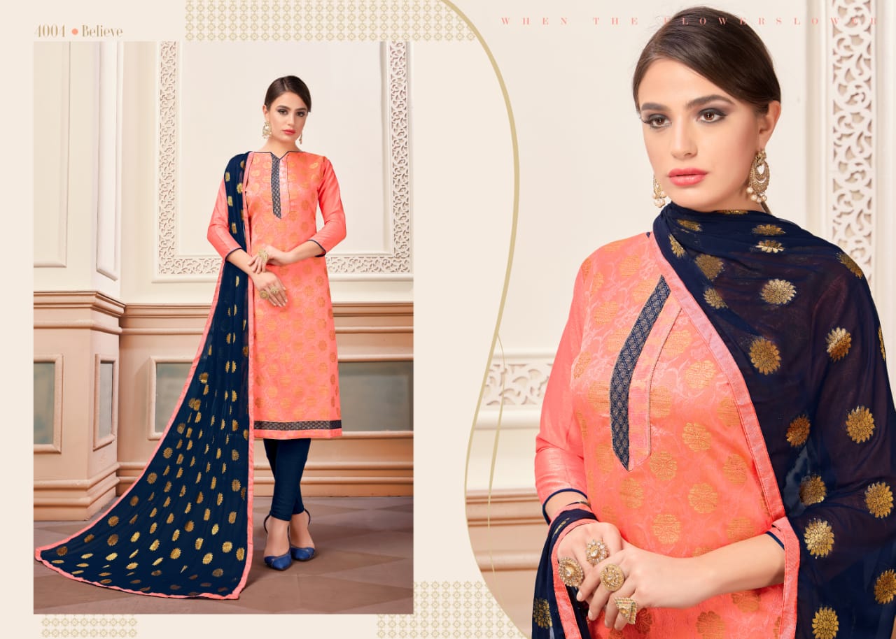 Glamour Vol-4 By Smf 4001 To 4012 Series Beautiful Suits Colorful Stylish Fancy Party Wear & Ethnic Wear Fancy Jacquard Silk Dresses At Wholesale Price