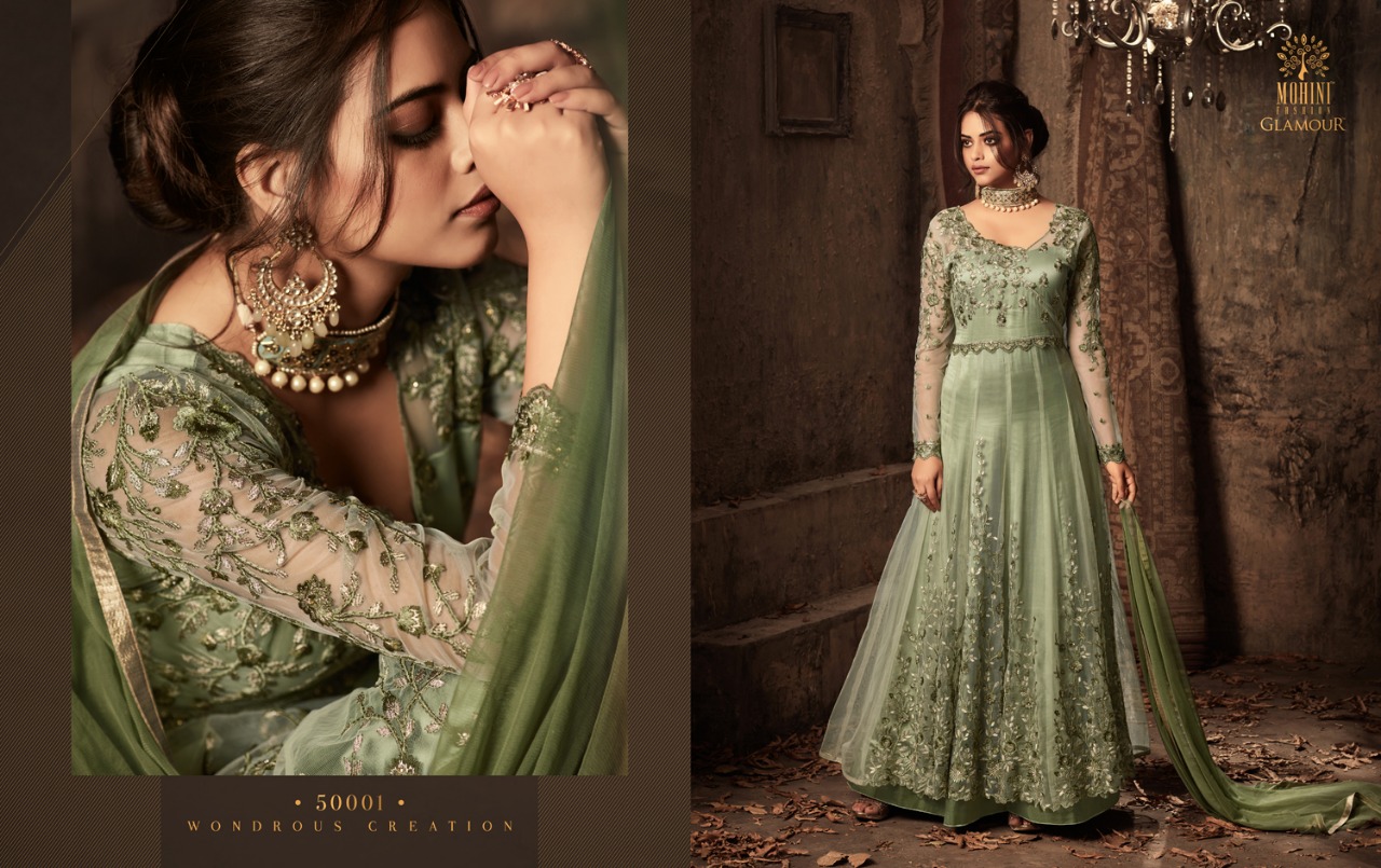 Glamour Vol-50 By Mohini Fashion 50001 To 50006 Series Designer Wedding Suits Beautiful Stylish Fancy Colorful Party Wear & Occasional Wear Net Embroidered Dresses At Wholesale Price