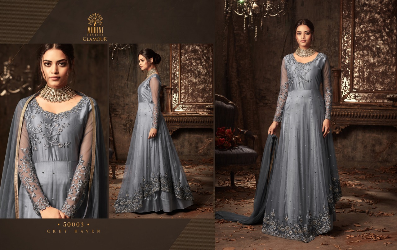 Glamour Vol-50 By Mohini Fashion 50001 To 50006 Series Designer Wedding Suits Beautiful Stylish Fancy Colorful Party Wear & Occasional Wear Net Embroidered Dresses At Wholesale Price