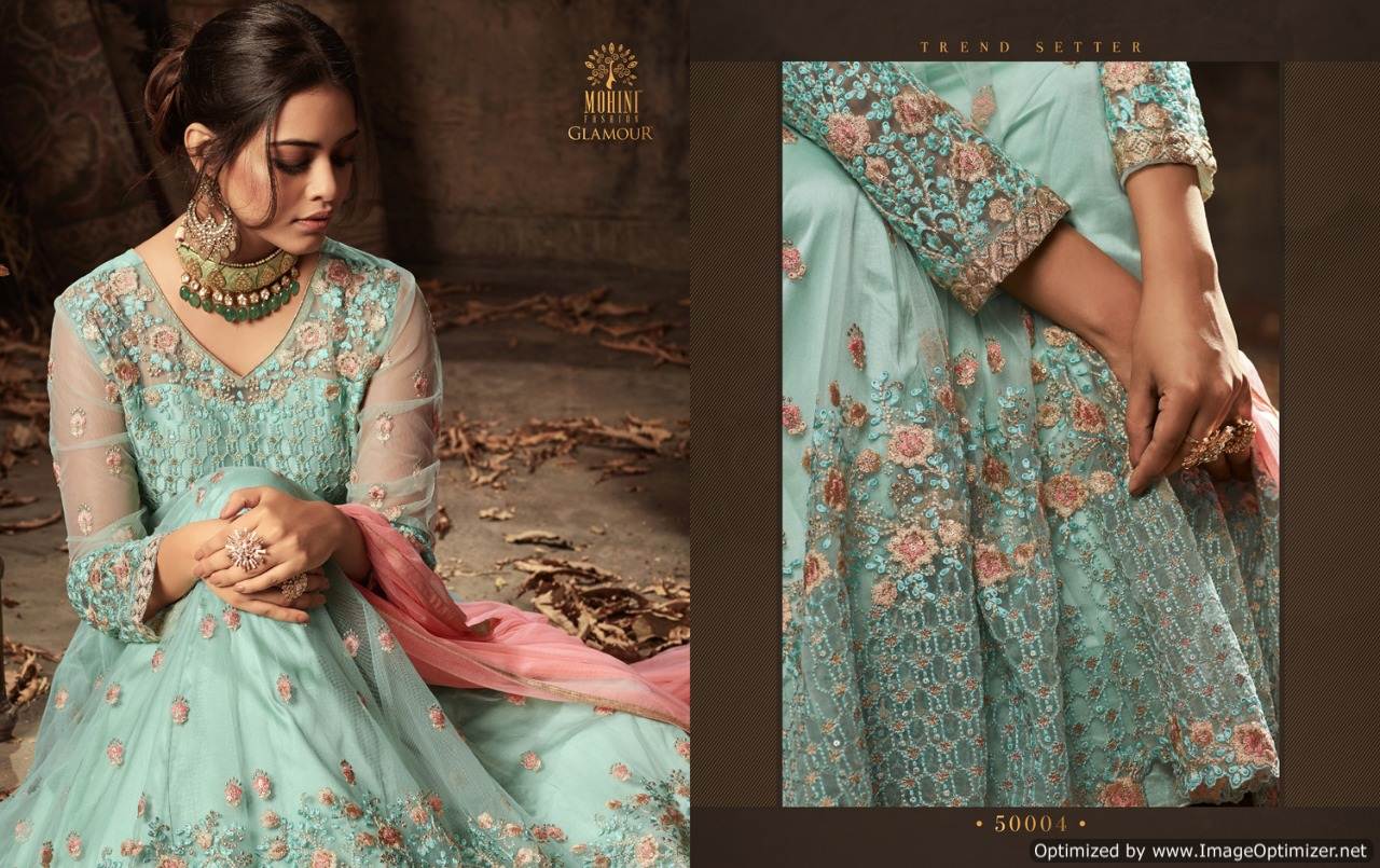 Glamour Vol-50 By Mohini Fashion 50001 To 50006 Series Designer Wedding Suits Beautiful Stylish Fancy Colorful Party Wear & Occasional Wear Net Embroidered Dresses At Wholesale Price