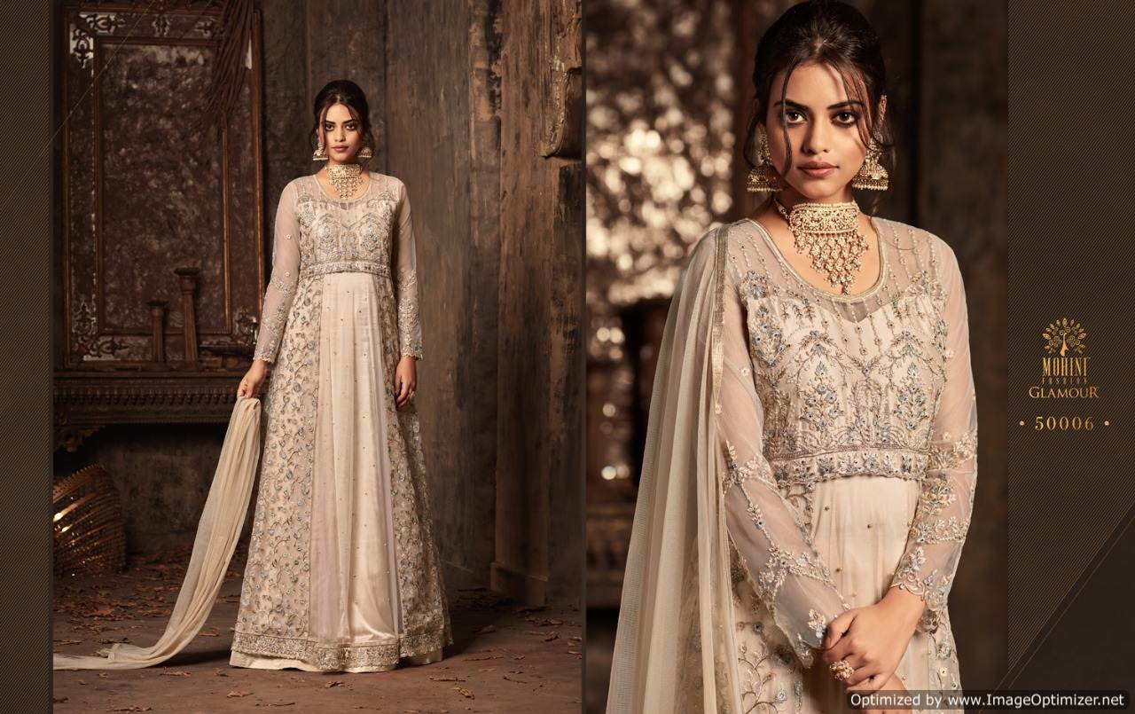 Glamour Vol-50 By Mohini Fashion 50001 To 50006 Series Designer Wedding Suits Beautiful Stylish Fancy Colorful Party Wear & Occasional Wear Net Embroidered Dresses At Wholesale Price