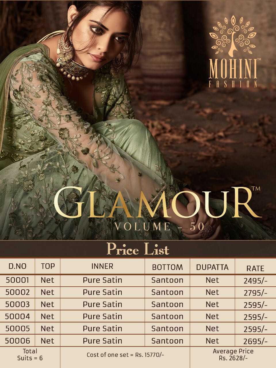 Glamour Vol-50 By Mohini Fashion 50001 To 50006 Series Designer Wedding Suits Beautiful Stylish Fancy Colorful Party Wear & Occasional Wear Net Embroidered Dresses At Wholesale Price