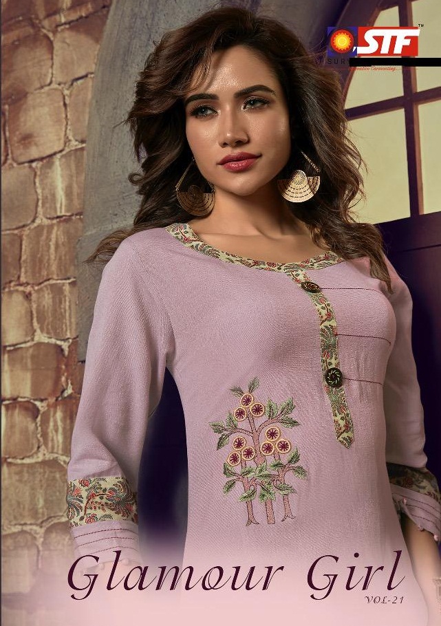 Glamour Girl Vol- 21 By Surya Techno Fab 2101 To 2108 Series Beautiful Colorful Stylish Fancy Casual Wear & Ethnic Wear & Ready To Wear High Quality Rayon Flex  With Embroidery Kurtis At Wholesale Price