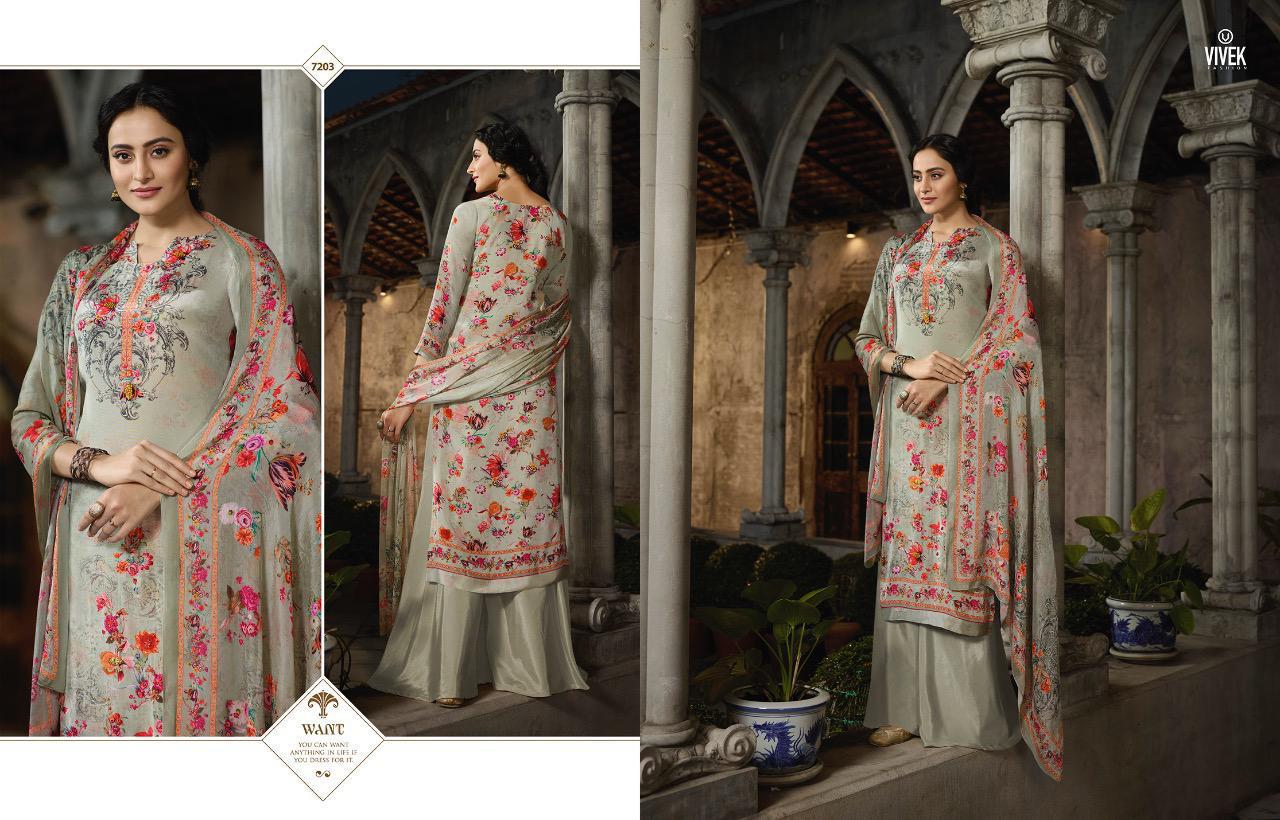 Glamour Queen Vol-2 By Vivek Fashion 7201 To 7208 Series Beautiful Winter Collection Suits Stylish Fancy Colorful Casual Wear & Ethnic Wear Natural Crepe Printed Dresses At Wholesale Price