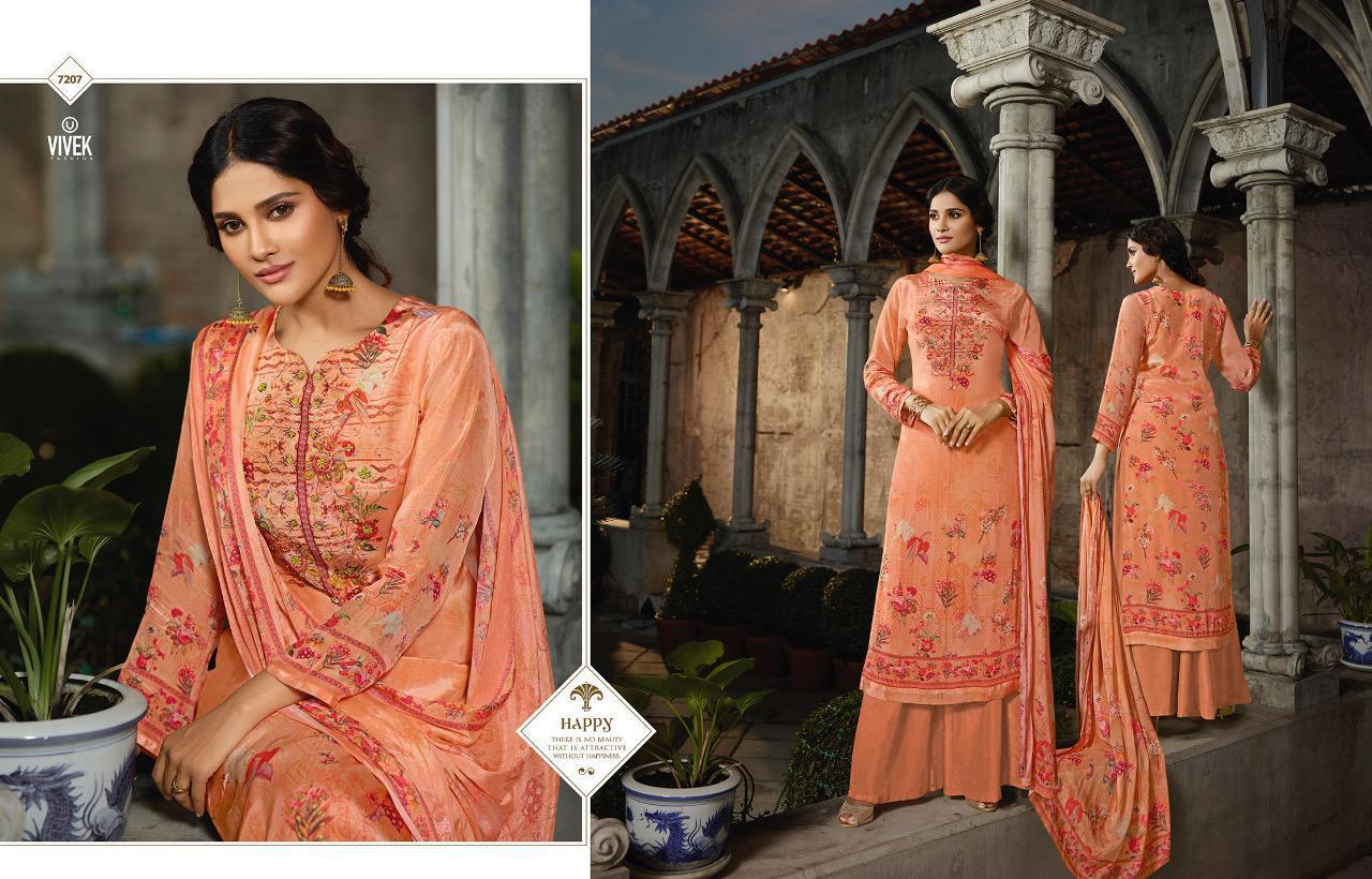 Glamour Queen Vol-2 By Vivek Fashion 7201 To 7208 Series Beautiful Winter Collection Suits Stylish Fancy Colorful Casual Wear & Ethnic Wear Natural Crepe Printed Dresses At Wholesale Price