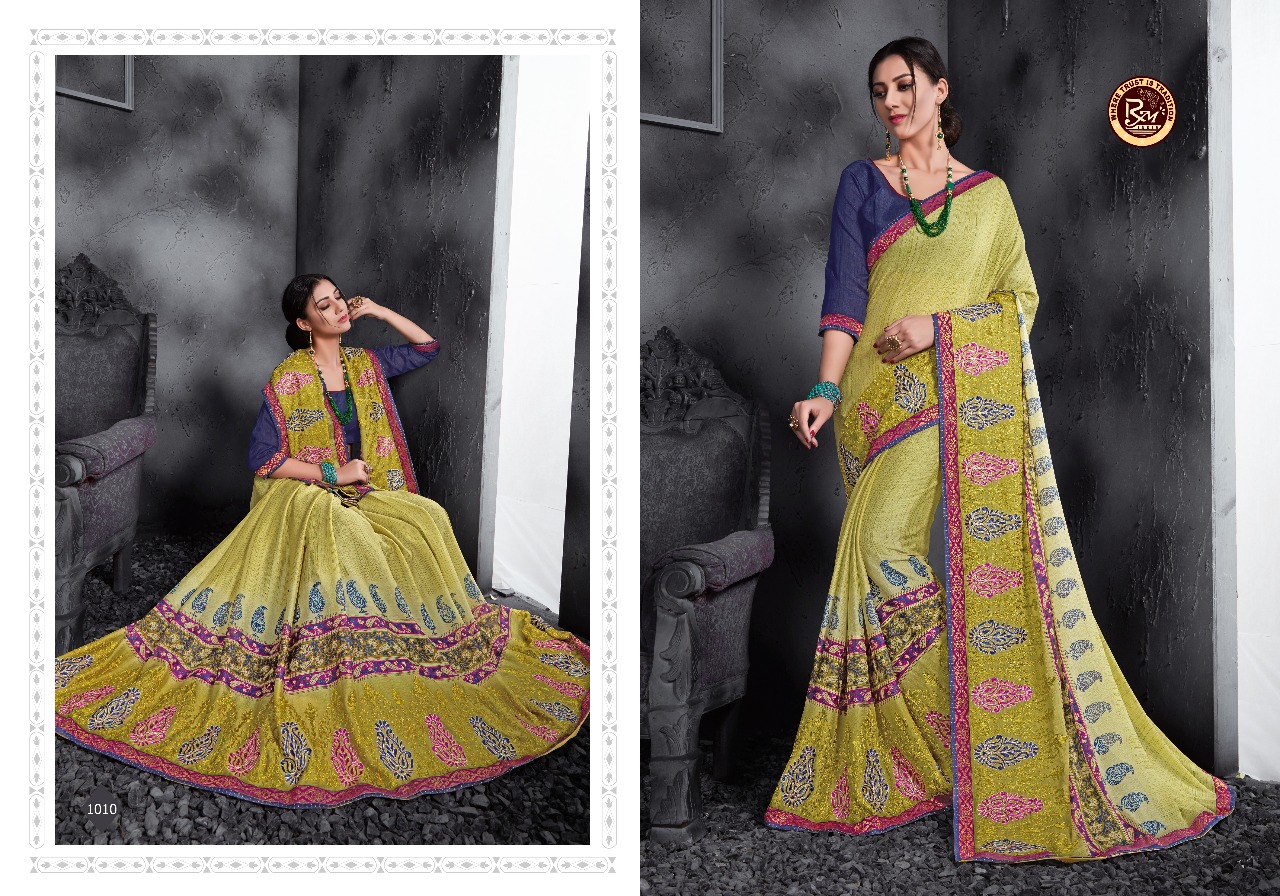 Glamour By Rekha Maniyar 1001 To 1012 Series Designer Beautiful Stylish Fancy Traditional Wear Collection Party Wear & Occasional Wear Chinese Panel Work Sarees At Wholesale Price