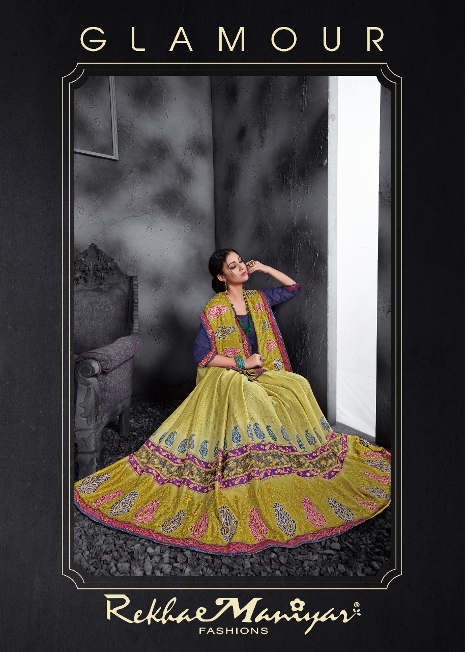 Glamour By Rekha Maniyar 1001 To 1012 Series Designer Beautiful Stylish Fancy Traditional Wear Collection Party Wear & Occasional Wear Chinese Panel Work Sarees At Wholesale Price