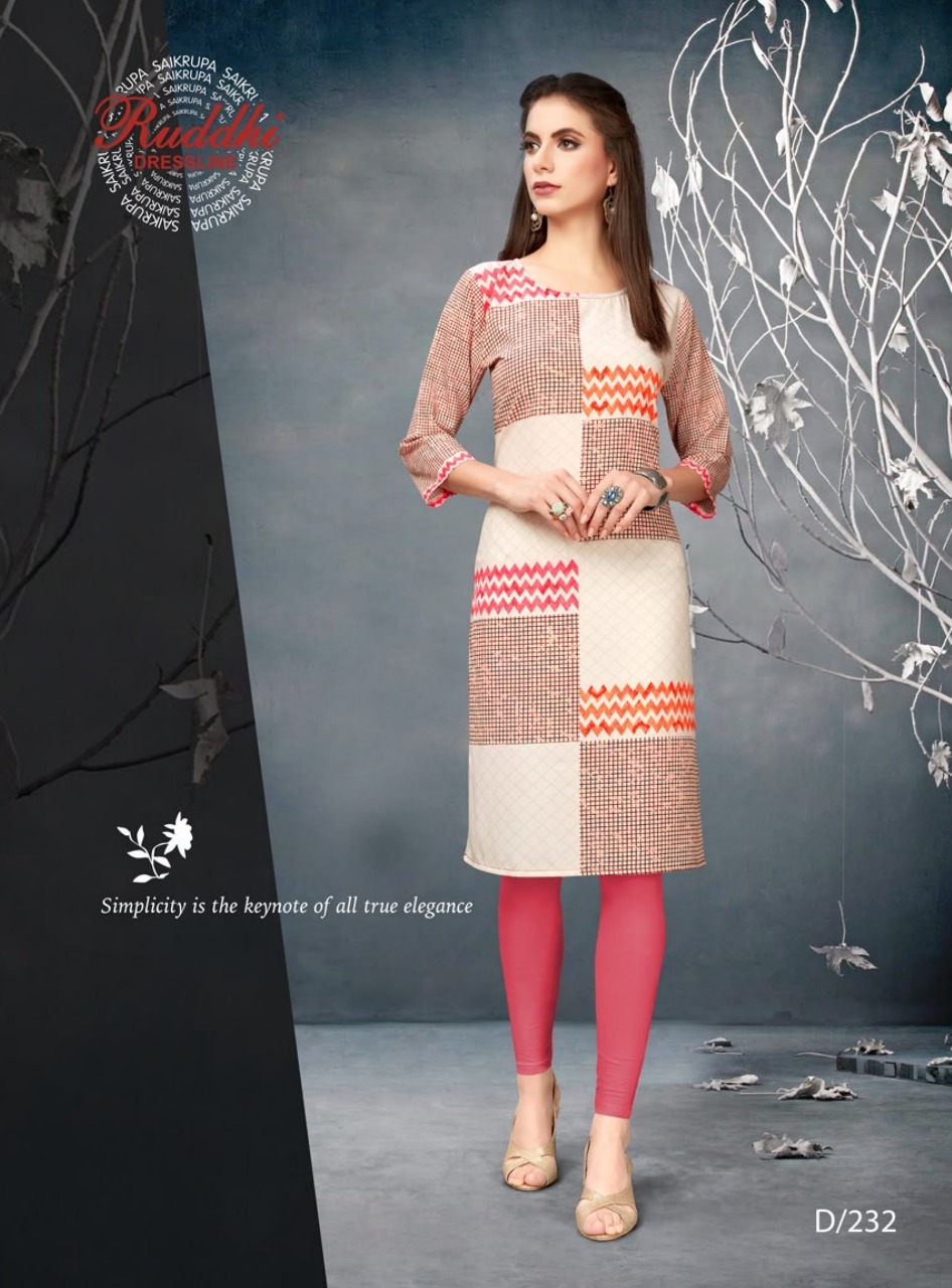 Glamour By Ruddhi Dresseline 231 To 240 Series Designer Collection Beautiful Stylish Fancy Colorful Party Wear & Occasional Wear Pure Crepe Print Kurtis At Wholesale Price