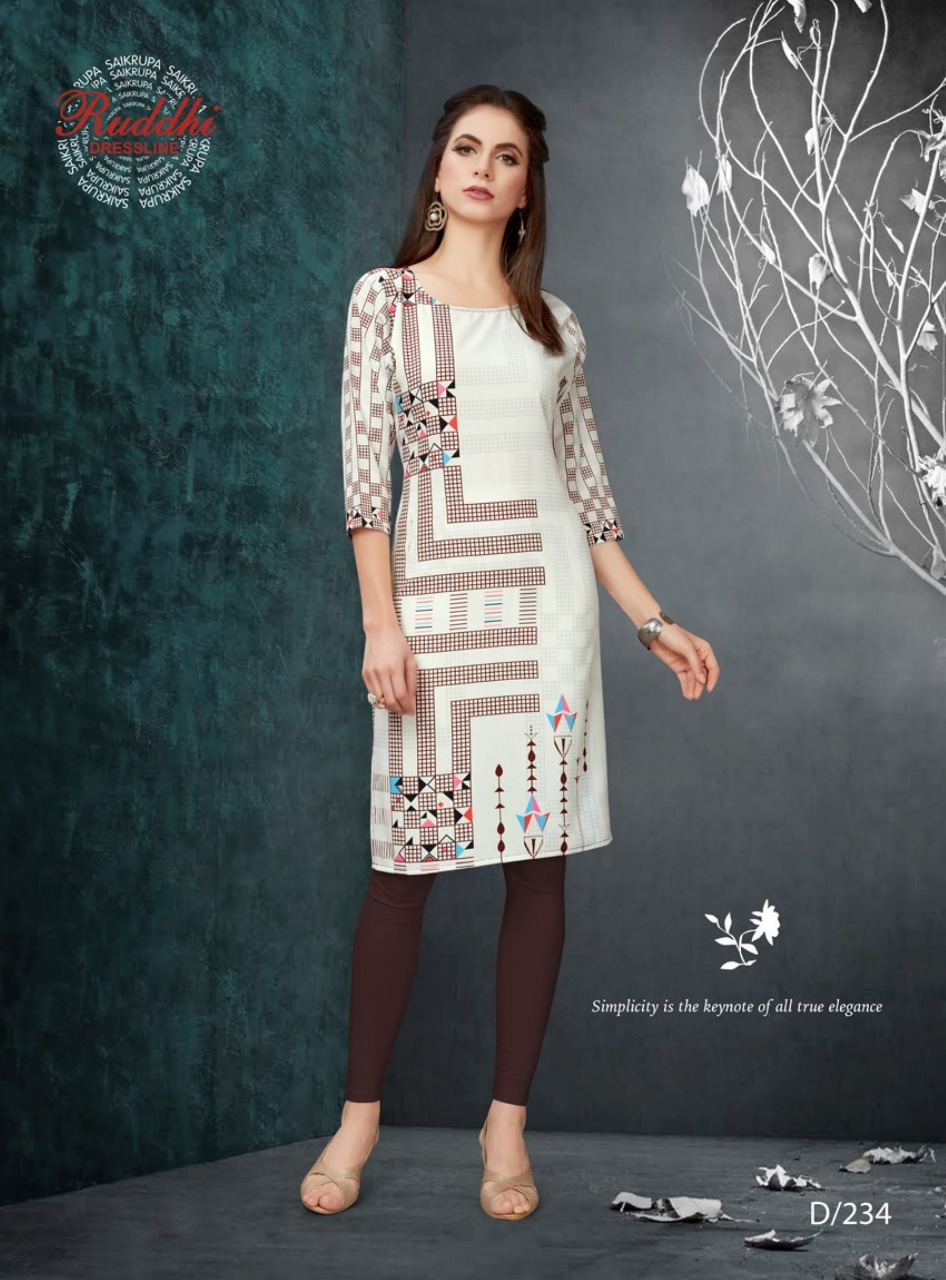 Glamour By Ruddhi Dresseline 231 To 240 Series Designer Collection Beautiful Stylish Fancy Colorful Party Wear & Occasional Wear Pure Crepe Print Kurtis At Wholesale Price