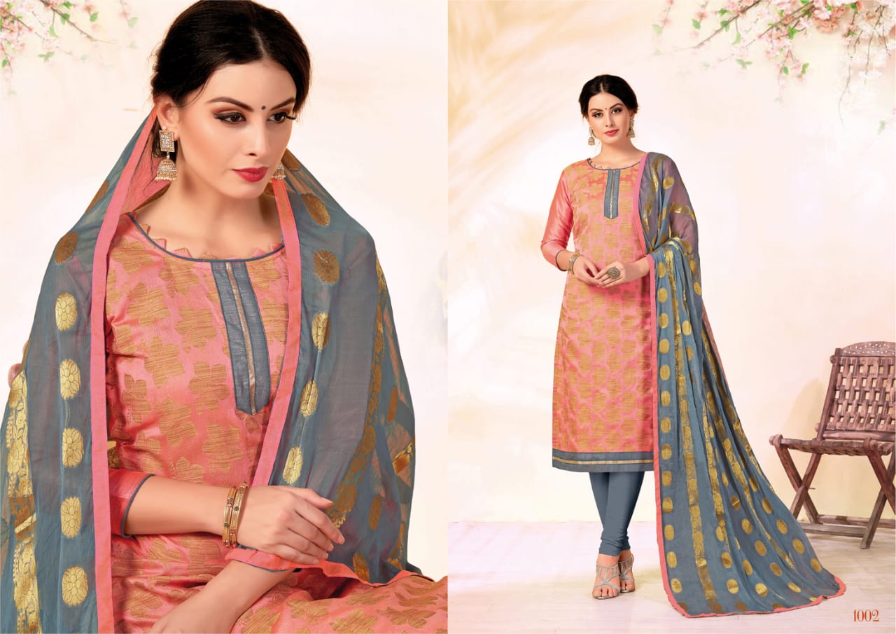 Glamour By Shri Mahavir Fashion 1001 To 1012 Series Beautiful Suits Collection Stylish Fancy Colorful Party Wear & Ethnic Wear Fancy Jacquard Dresses At Wholesale Price