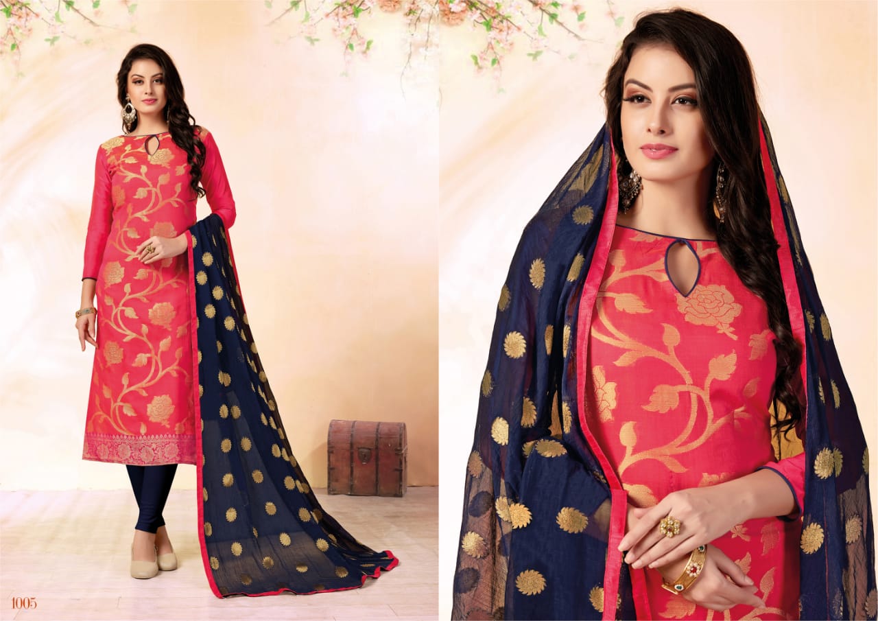 Glamour By Shri Mahavir Fashion 1001 To 1012 Series Beautiful Suits Collection Stylish Fancy Colorful Party Wear & Ethnic Wear Fancy Jacquard Dresses At Wholesale Price