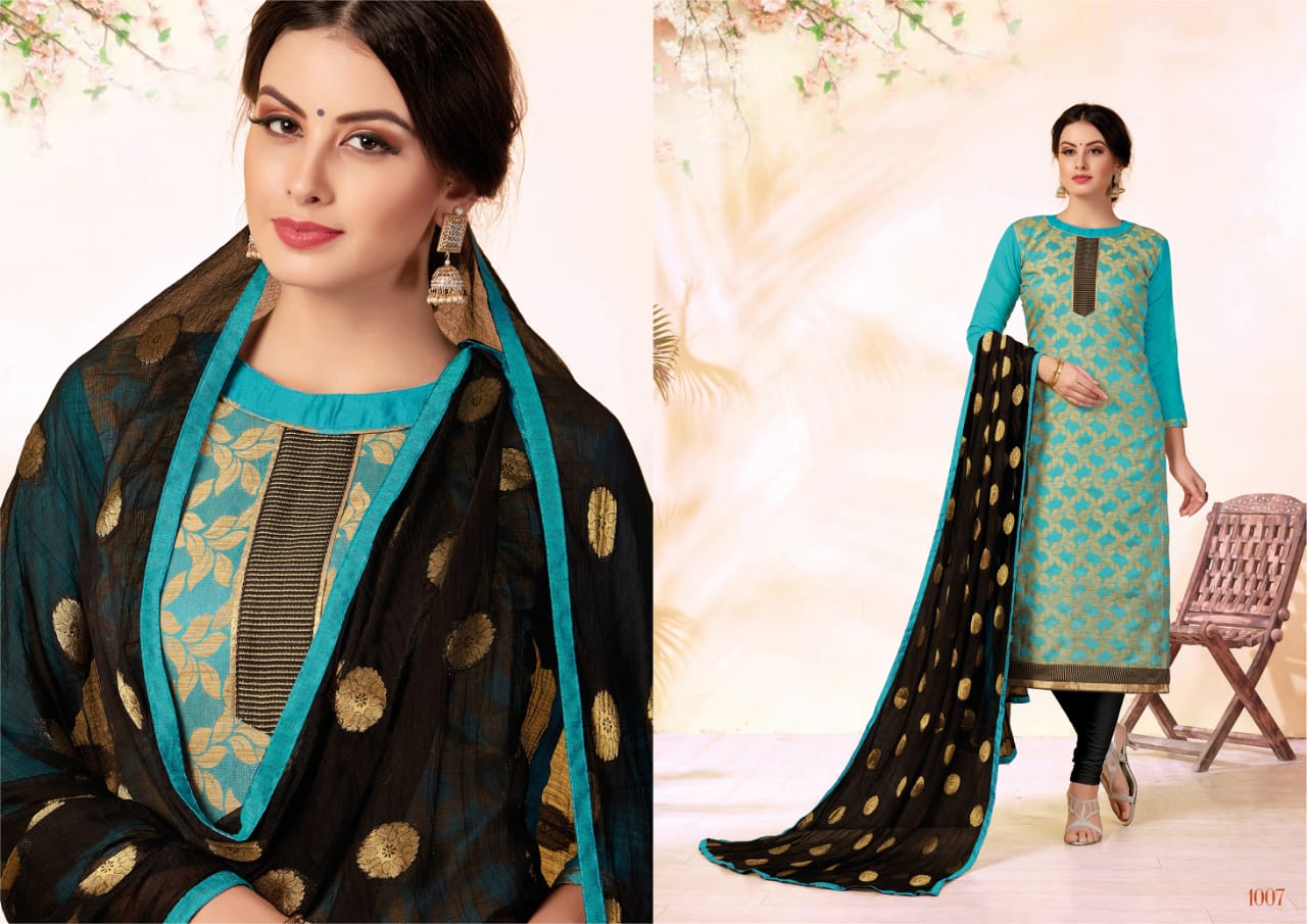 Glamour By Shri Mahavir Fashion 1001 To 1012 Series Beautiful Suits Collection Stylish Fancy Colorful Party Wear & Ethnic Wear Fancy Jacquard Dresses At Wholesale Price