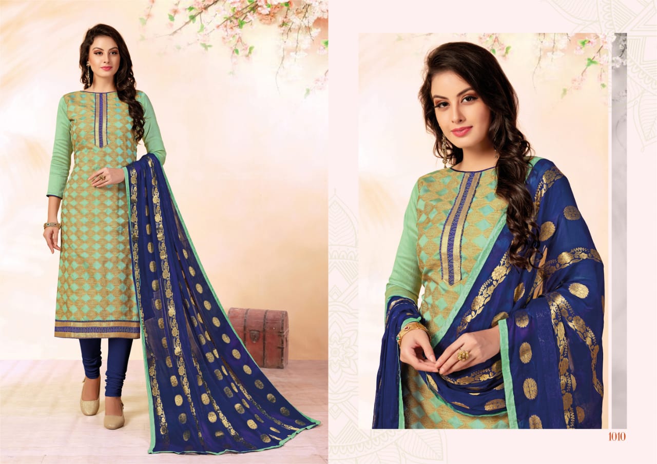 Glamour By Shri Mahavir Fashion 1001 To 1012 Series Beautiful Suits Collection Stylish Fancy Colorful Party Wear & Ethnic Wear Fancy Jacquard Dresses At Wholesale Price