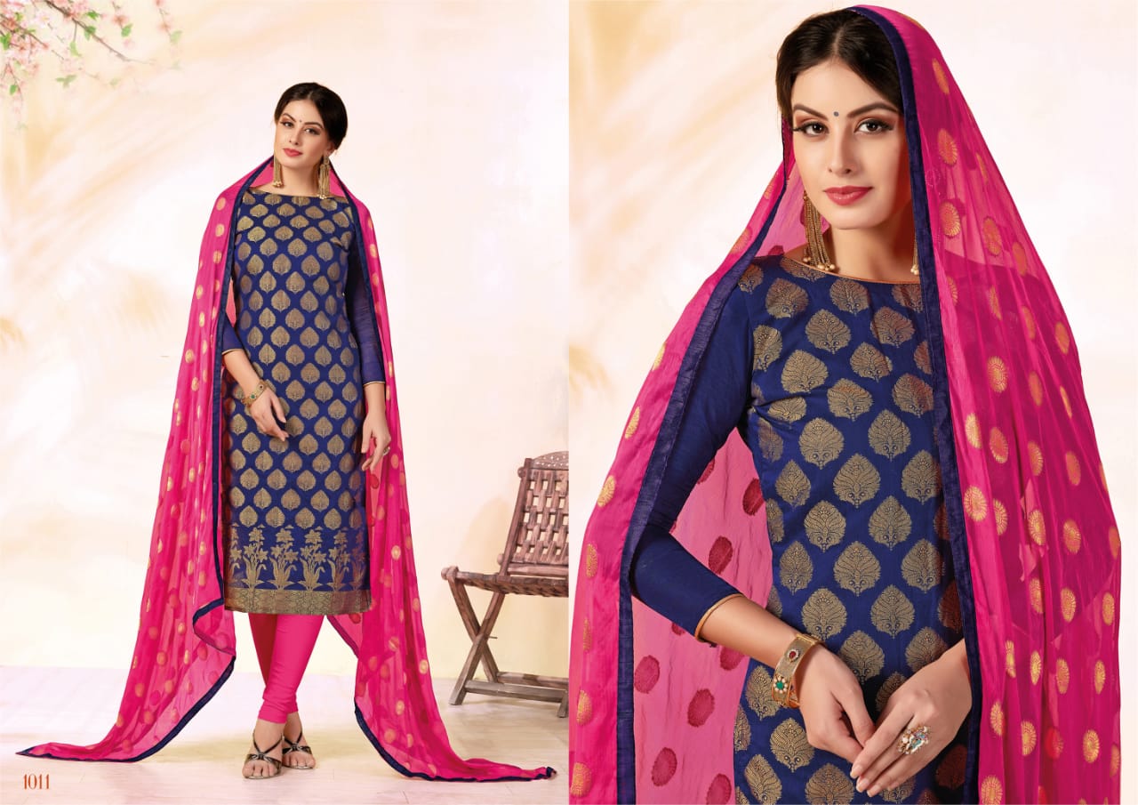 Glamour By Shri Mahavir Fashion 1001 To 1012 Series Beautiful Suits Collection Stylish Fancy Colorful Party Wear & Ethnic Wear Fancy Jacquard Dresses At Wholesale Price