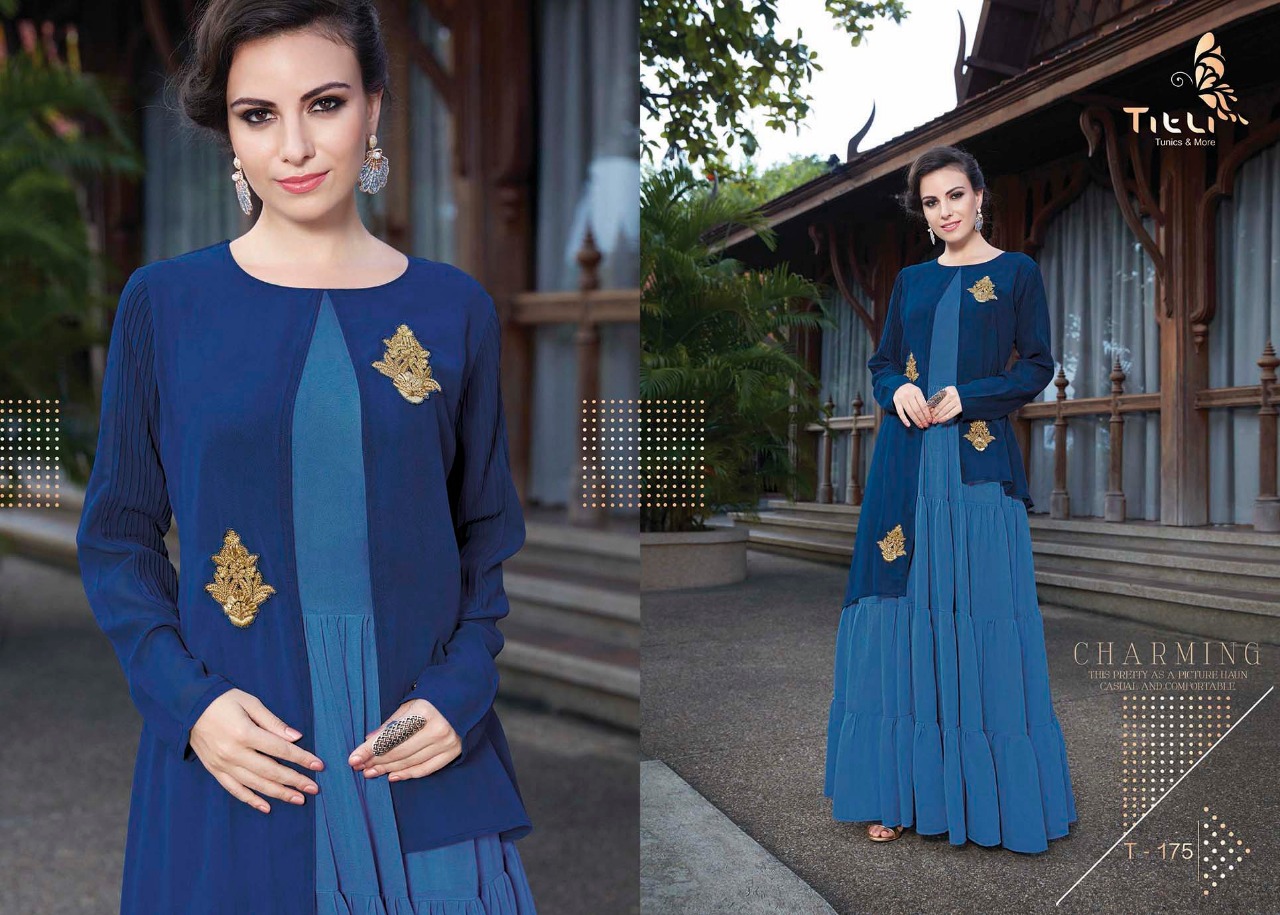 Glamour By Titli 174 To 181 Series Designer Beautiful Colorful Stylish Fancy Casual Wear & Ethnic Wear & Ready To Wear Heavy Georgette & Linen Satin Kurtis At Wholesale Price