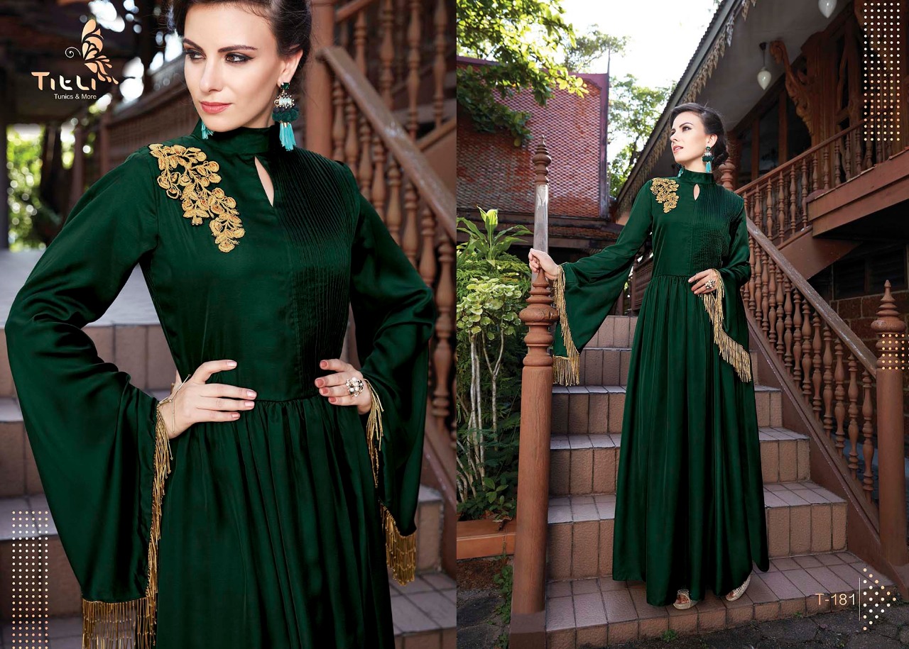 Glamour By Titli 174 To 181 Series Designer Beautiful Colorful Stylish Fancy Casual Wear & Ethnic Wear & Ready To Wear Heavy Georgette & Linen Satin Kurtis At Wholesale Price