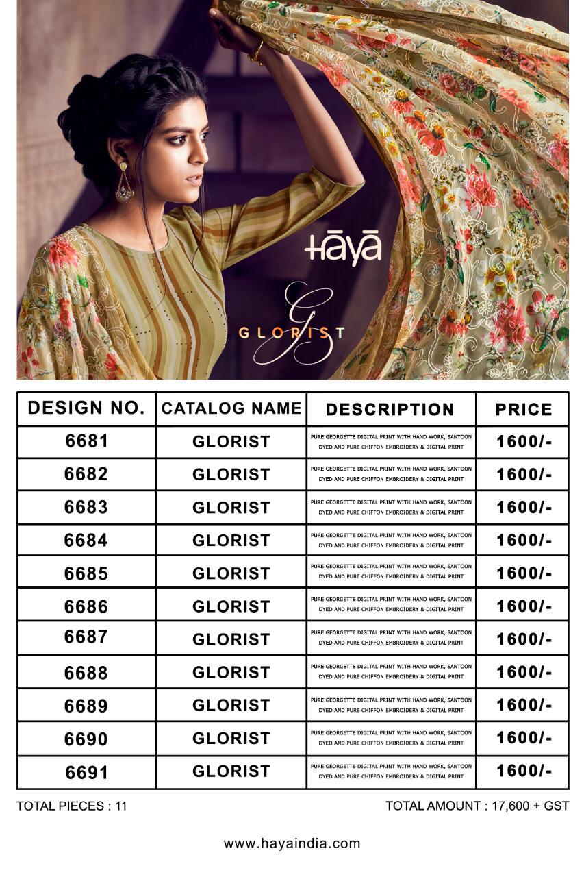 Glorist By Haya 6681 To 6691 Series Designer Pakistani Suits Beautiful Stylish Fancy Colorful Festive Collection Party Wear & Occasional Wear Pure Georgette Embroidered Dresses At Wholesale Price