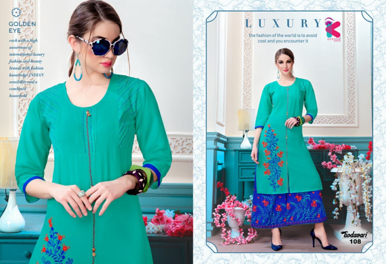 Godavari By Kersom 101 To 108 Series Designer Beautiful Stylish Colorful Fancy Ready To Wear & Casual Wear & Ethnic Wear Heavy Cotton Lawn Kurtis With Palazzo At Wholesale Price