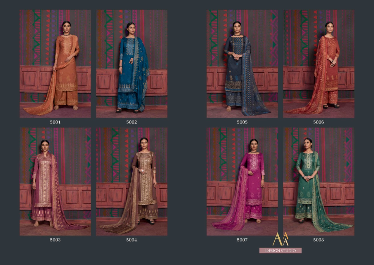 Gold By Aaa Design Studio 5001 To 5008 Series Beautiful Suits Colorful Stylish Fancy Casual Wear & Ethnic Wear Cotton Satin With Work Dresses At Wholesale Price