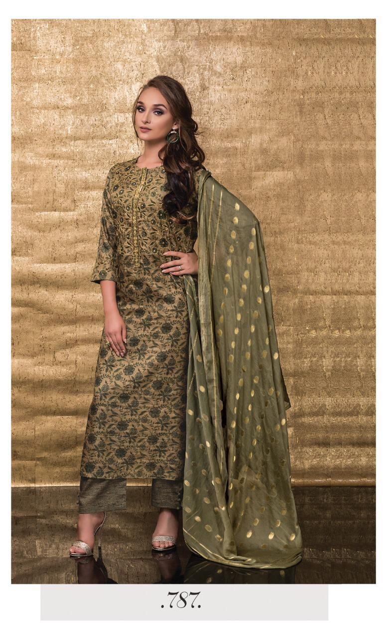 Gold Rush By Sri 782 To 788 Series Beautiful Collection Suits Stylish Fancy Colorful Party Wear & Ethnic Wear Chandrakant Silk Embroidred Dresses At Wholesale Price
