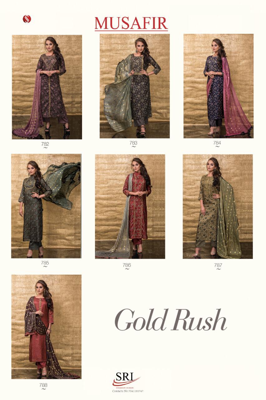 Gold Rush By Sri 782 To 788 Series Beautiful Collection Suits Stylish Fancy Colorful Party Wear & Ethnic Wear Chandrakant Silk Embroidred Dresses At Wholesale Price