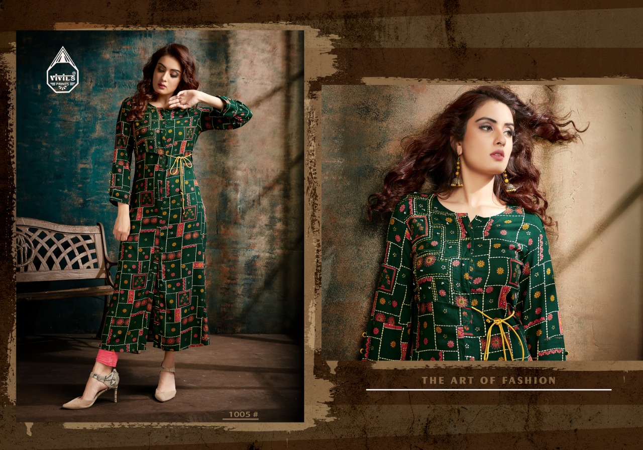 Gold By Vivils Print 1001 To 1006 Beautiful Stylish Colorful Fancy Party Wear & Ethnic Wear & Ready To Wear Rayon Printed Kurtis Kurtis At Wholesale Price