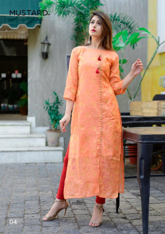 Goldstar By Mustard Nx 01 To 04 Series Stylish Fancy Beautiful Colorful Casual Wear & Ethnic Wear Banarasi Silk With Cotton Kurtis At Wholesale Price