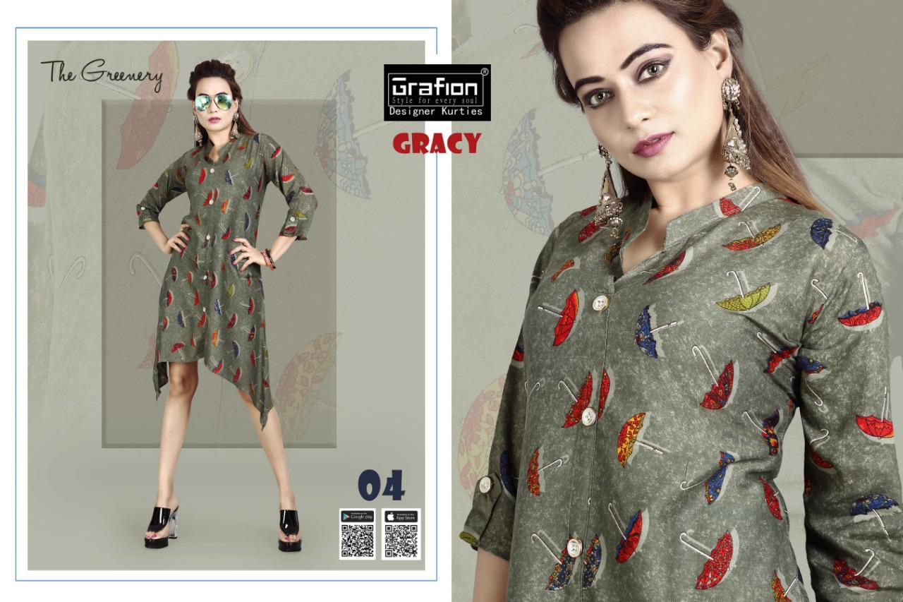 Grace By Grafion 01 To 10 Series Beautiful Stylish Colorful Fancy Party Wear & Ethnic Wear & Ready To Wear Rayon Printed Kurtis At Wholesale Price