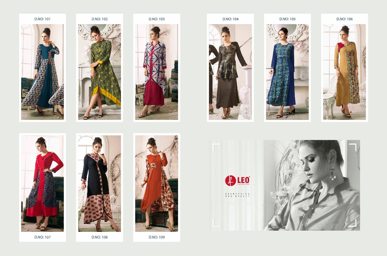 Grace By Leo Fashion 101 To 109 Series Designer Stylish Fancy Colorful Beautiful Party Wear & Ethnic Wear Rayon Cotton Printed Kurtis At Wholesale Price