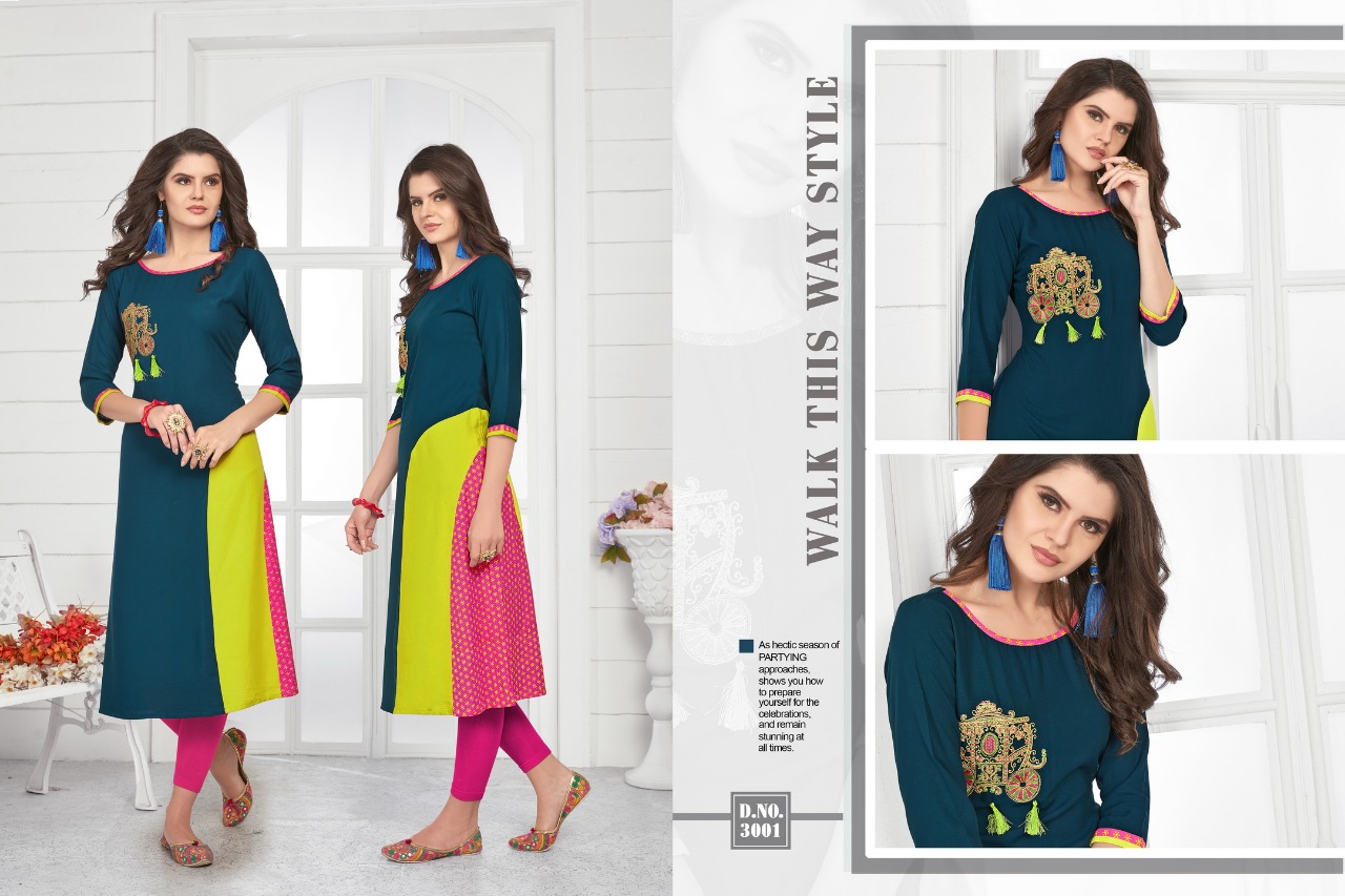 Gravity By Veera Tex 3001 To 3006 Series Stylish Beautiful Fancy Colorful Casual Wear & Ethnic Wear Collection Rayon Printed Kurtis At Wholesale Price