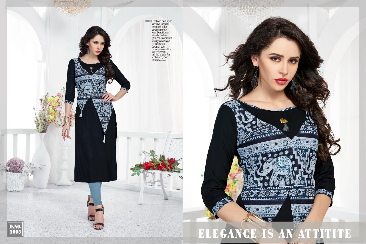 Gravity By Veera Tex 3001 To 3006 Series Stylish Beautiful Fancy Colorful Casual Wear & Ethnic Wear Collection Rayon Printed Kurtis At Wholesale Price