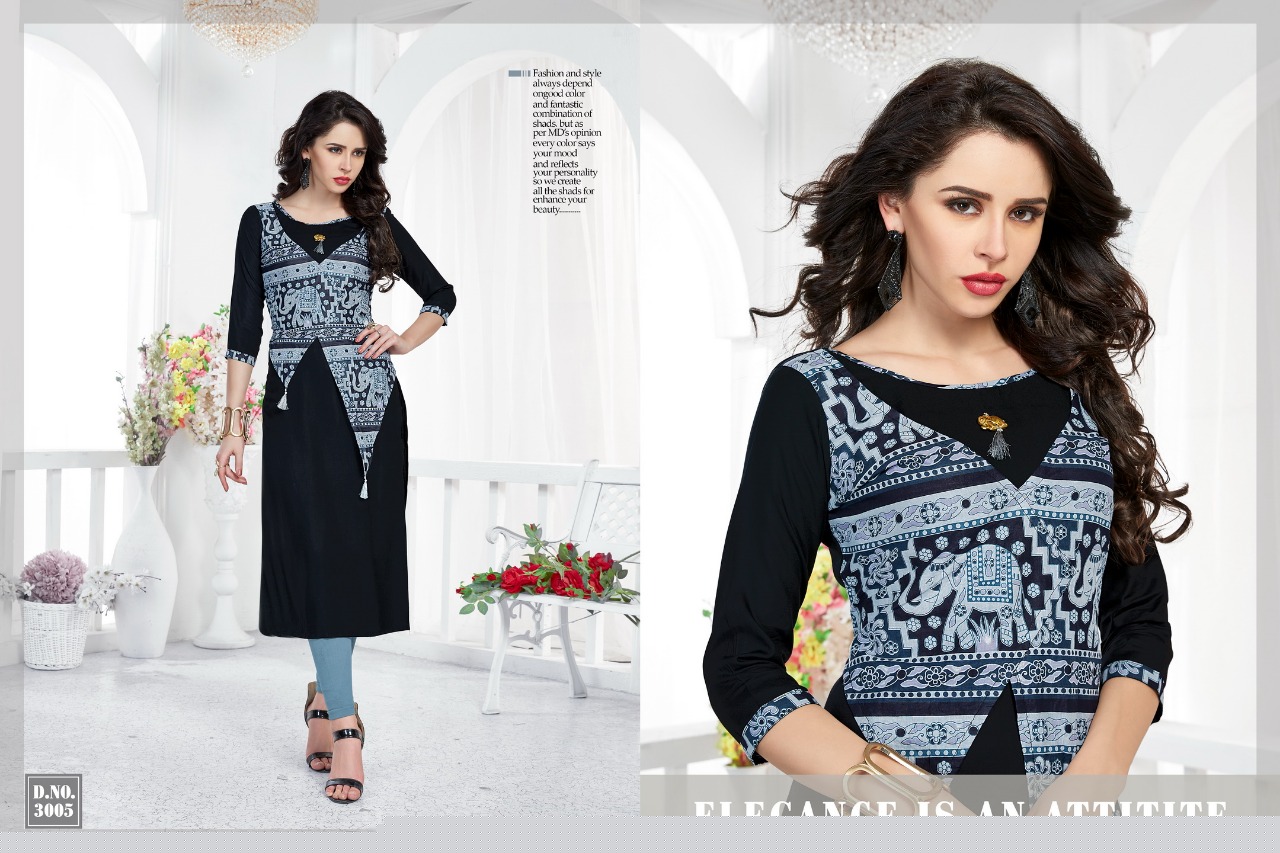Gravity By Veera Tex 3001 To 3006 Series Stylish Beautiful Fancy Colorful Casual Wear & Ethnic Wear Collection Rayon Printed Kurtis At Wholesale Price