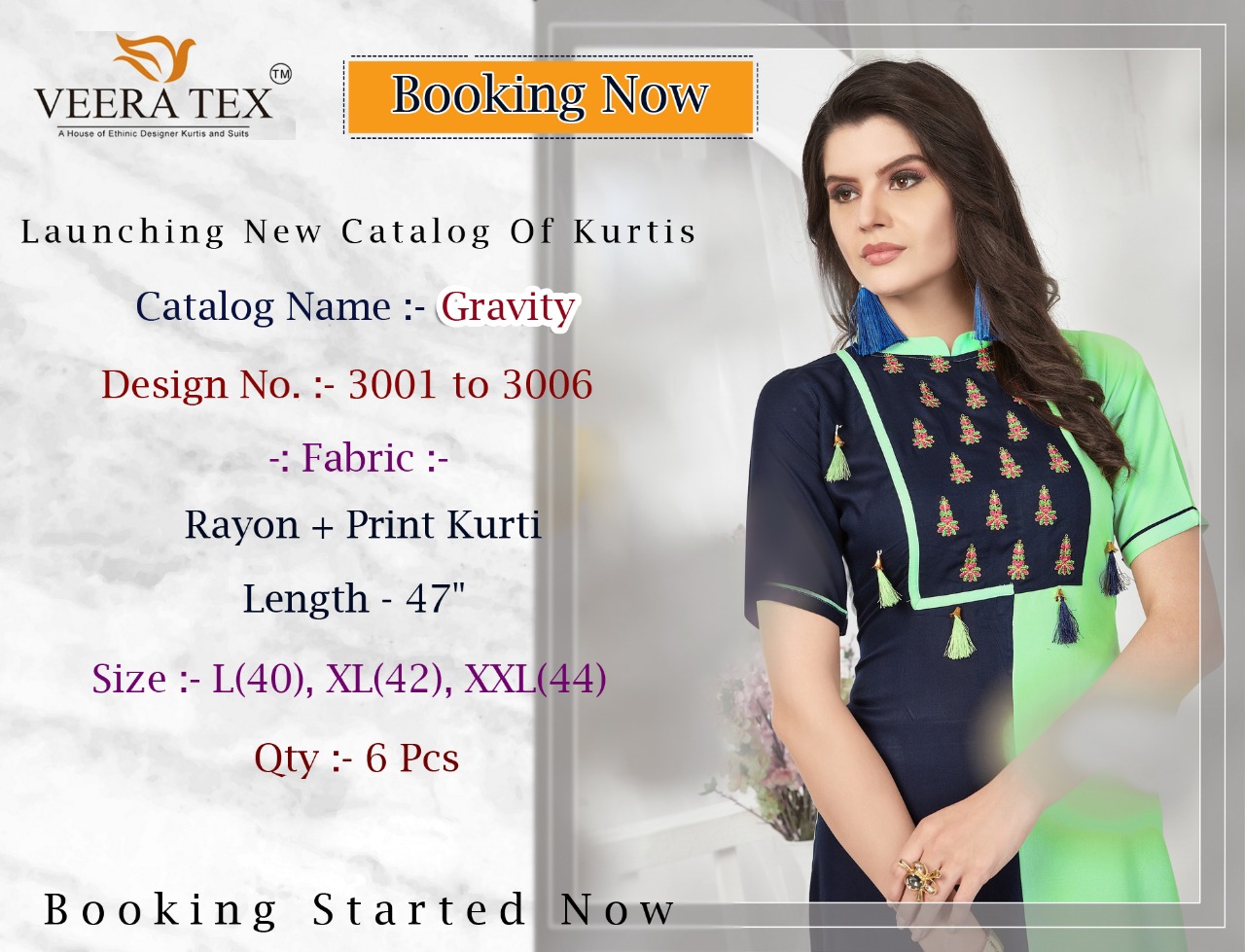 Gravity By Veera Tex 3001 To 3006 Series Stylish Beautiful Fancy Colorful Casual Wear & Ethnic Wear Collection Rayon Printed Kurtis At Wholesale Price
