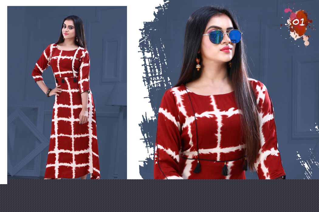 Grece Vol-1 By V.h.o 01 To 06 Series Designer Stylish Fancy Colorful Beautiful Party Wear & Ethnic Wear Heavy Rayon Printed Kurtis At Wholesale Price