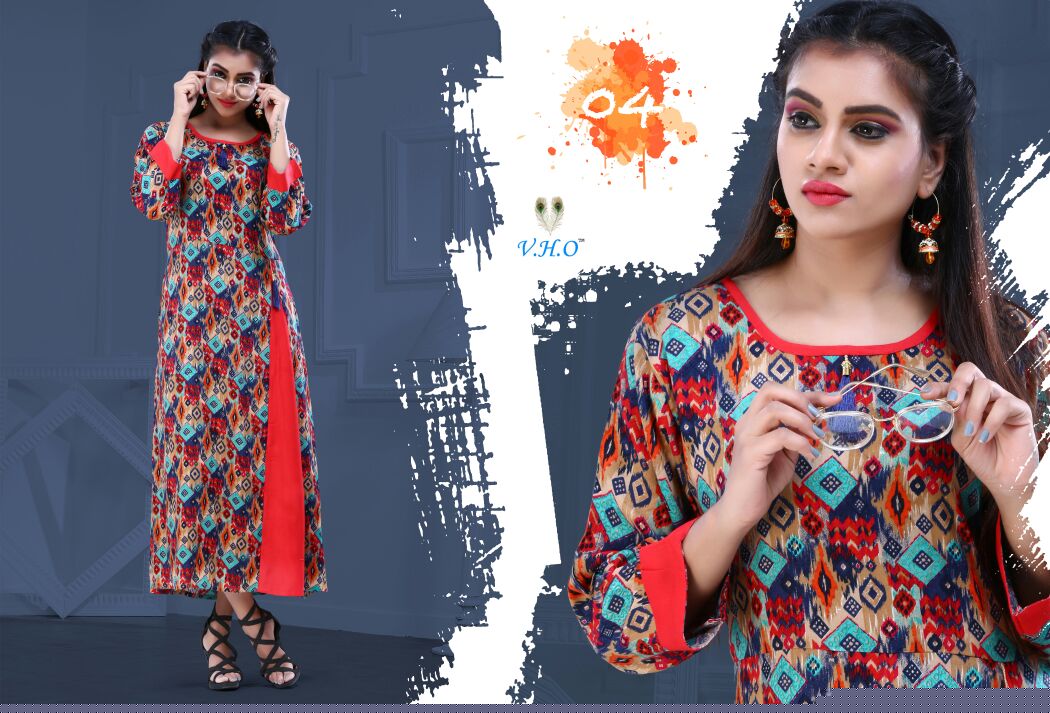 Grece Vol-1 By V.h.o 01 To 06 Series Designer Stylish Fancy Colorful Beautiful Party Wear & Ethnic Wear Heavy Rayon Printed Kurtis At Wholesale Price